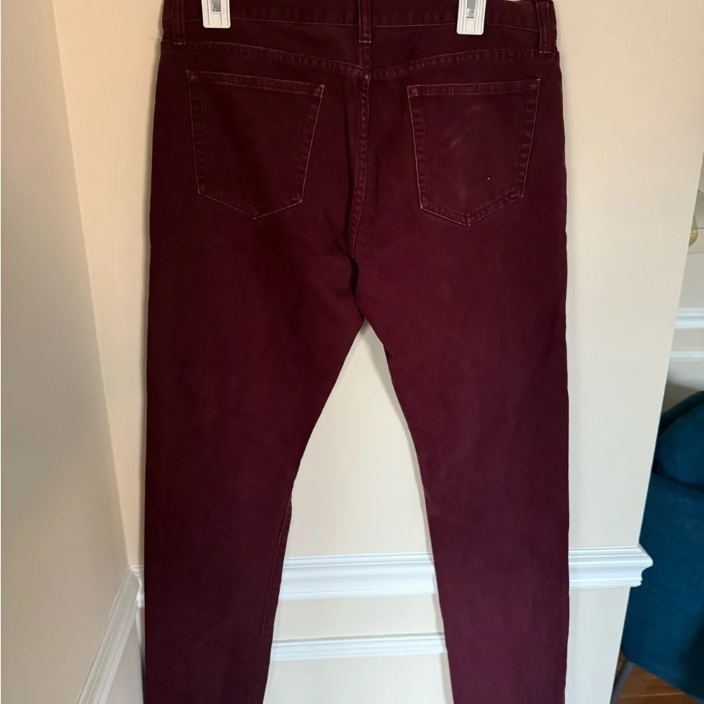 Men’s J. Crew burgundy The Driggs Corduroy Straight Leg Slim Fit Pants Sz 32x32